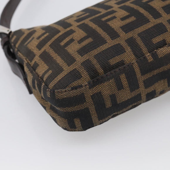 FENDI Zucca Canvas Mamma Baguette Shoulder Bag Brown Black Auth 211709V
