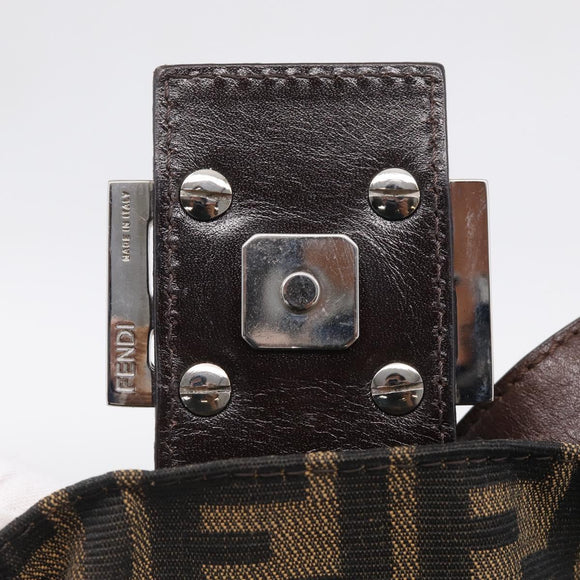 FENDI Zucca Canvas Mamma Baguette Shoulder Bag Brown Black Auth 211709V