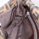 FENDI Zucca Canvas Mamma Baguette Shoulder Bag Brown Black Auth 211709V-22