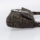 FENDI Zucca Canvas Mamma Baguette Shoulder Bag Brown Black Auth 211709V-5
