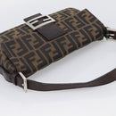FENDI Zucca Canvas Mamma Baguette Shoulder Bag Brown Black Auth 211709V-6