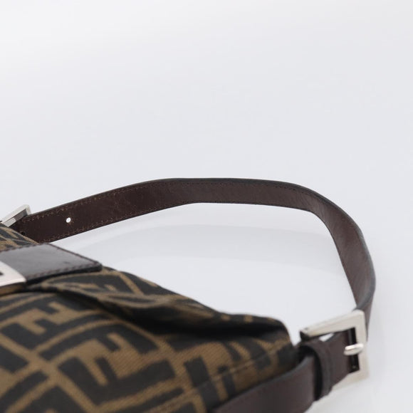 FENDI Zucca Canvas Mamma Baguette Shoulder Bag Brown Black Auth 211709V