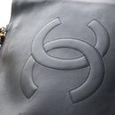 CHANEL Chain Shoulder Tote Bag Lamb Skin Black Gold CC Auth 211710V-16