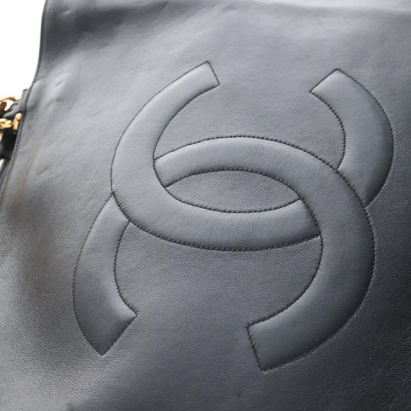CHANEL Chain Shoulder Tote Bag Lamb Skin Black Gold CC Auth 211710V