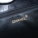 CHANEL Chain Shoulder Tote Bag Lamb Skin Black Gold CC Auth 211710V-17