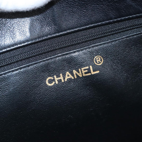 CHANEL Chain Shoulder Tote Bag Lamb Skin Black Gold CC Auth 211710V