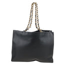 CHANEL Chain Shoulder Tote Bag Lamb Skin Black Gold CC Auth 211710V-3