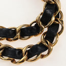 CHANEL Chain Shoulder Tote Bag Lamb Skin Black Gold CC Auth 211710V-8
