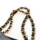 CHANEL Chain Shoulder Tote Bag Lamb Skin Black Gold CC Auth 211710V-9