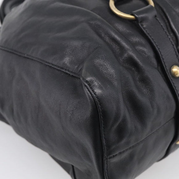 Miu Miu Hand Bag Vitellolux 2way Black Gold Auth 211712V