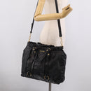 Miu Miu Hand Bag Vitellolux 2way Black Gold Auth 211712V-23