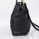 Miu Miu Hand Bag Vitellolux 2way Black Gold Auth 211712V-4