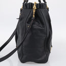 Miu Miu Hand Bag Vitellolux 2way Black Gold Auth 211712V-5