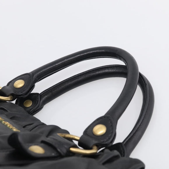 Miu Miu Hand Bag Vitellolux 2way Black Gold Auth 211712V