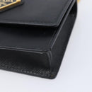 PRADA Chain Pouch Saffiano leather Black Gold Auth 211715V-11