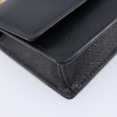 PRADA Chain Pouch Saffiano leather Black Gold Auth 211715V-12