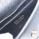 PRADA Chain Pouch Saffiano leather Black Gold Auth 211715V-17