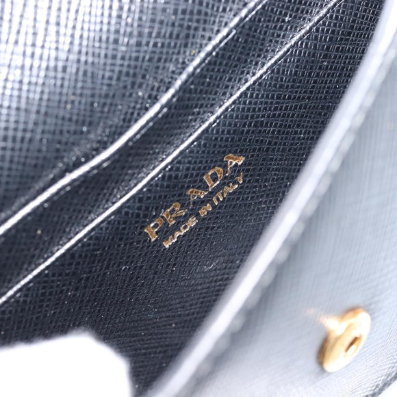 PRADA Chain Pouch Saffiano leather Black Gold Auth 211715V