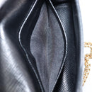 PRADA Chain Pouch Saffiano leather Black Gold Auth 211715V-22