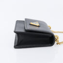 PRADA Chain Pouch Saffiano leather Black Gold Auth 211715V-4