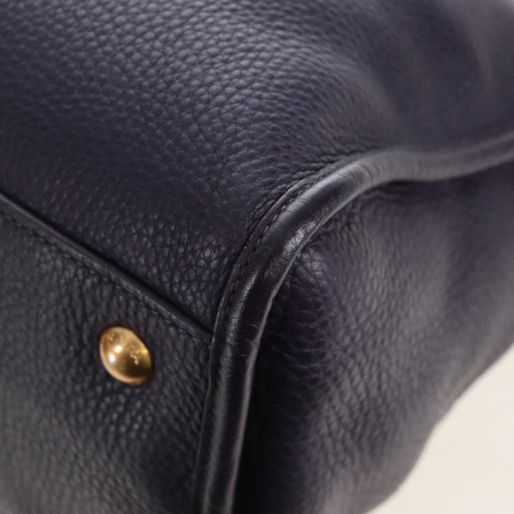 PRADA Hand Bag Vittero Dino Leather 2way Purple Gold Auth 211716V