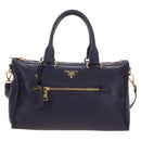 PRADA Hand Bag Vittero Dino Leather 2way Purple Gold Auth 211716V-13