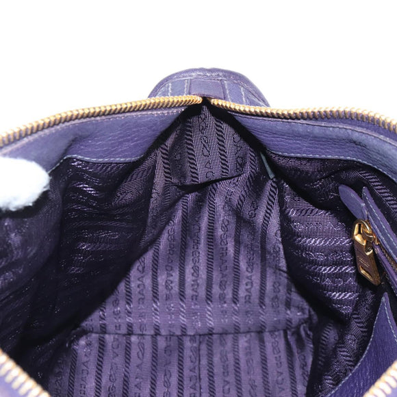 PRADA Hand Bag Vittero Dino Leather 2way Purple Gold Auth 211716V