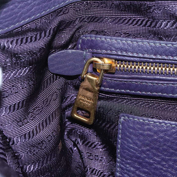 PRADA Hand Bag Vittero Dino Leather 2way Purple Gold Auth 211716V
