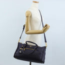 PRADA Hand Bag Vittero Dino Leather 2way Purple Gold Auth 211716V-27