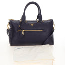 PRADA Hand Bag Vittero Dino Leather 2way Purple Gold Auth 211716V-12