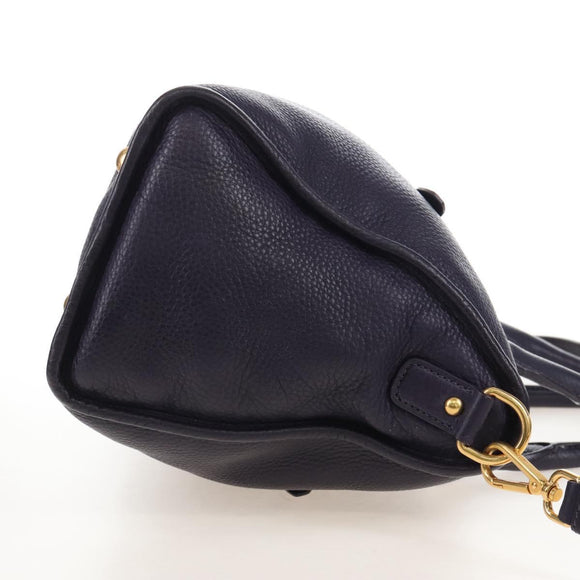 PRADA Hand Bag Vittero Dino Leather 2way Purple Gold Auth 211716V