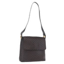 CELINE Macadam Canvas Circle Shoulder Bag PVC Leather Black Gold Auth 211717A-1