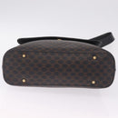 CELINE Macadam Canvas Circle Shoulder Bag PVC Leather Black Gold Auth 211717A-10