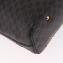 CELINE Macadam Canvas Circle Shoulder Bag PVC Leather Black Gold Auth 211717A-11