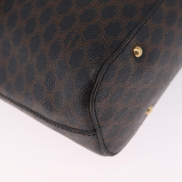 CELINE Macadam Canvas Circle Shoulder Bag PVC Leather Black Gold Auth 211717A