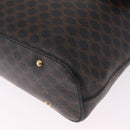 CELINE Macadam Canvas Circle Shoulder Bag PVC Leather Black Gold Auth 211717A-12