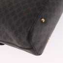 CELINE Macadam Canvas Circle Shoulder Bag PVC Leather Black Gold Auth 211717A-13