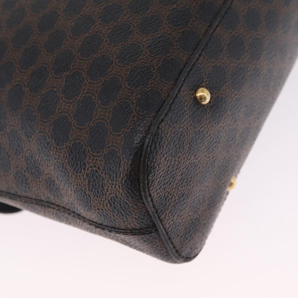 CELINE Macadam Canvas Circle Shoulder Bag PVC Leather Black Gold Auth 211717A