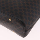 CELINE Macadam Canvas Circle Shoulder Bag PVC Leather Black Gold Auth 211717A-14
