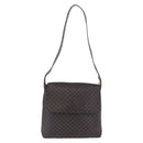 CELINE Macadam Canvas Circle Shoulder Bag PVC Leather Black Gold Auth 211717A-2