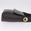 CELINE Macadam Canvas Circle Shoulder Bag PVC Leather Black Gold Auth 211717A-4