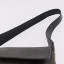CELINE Macadam Canvas Circle Shoulder Bag PVC Leather Black Gold Auth 211717A-8