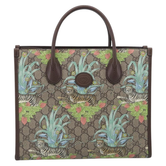 GUCCI GG Supreme Tote Bag PVC 2way Beige Gold 659983 Auth 211718SAM