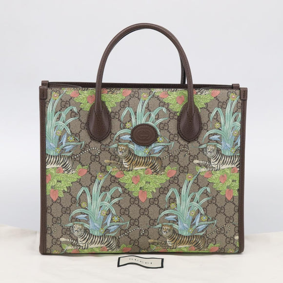 GUCCI GG Supreme Tote Bag PVC 2way Beige Gold 659983 Auth 211718SAM