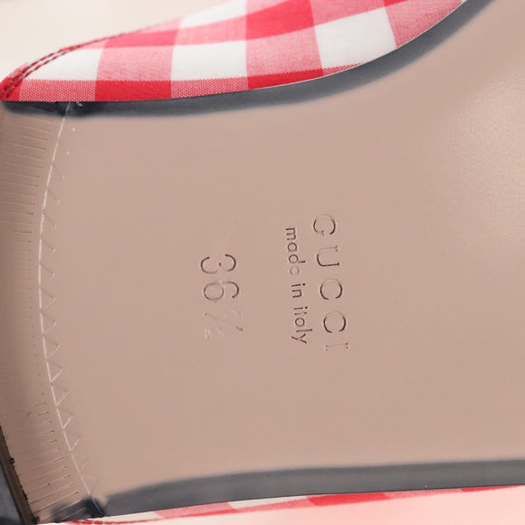 GUCCI Horsebit Mules Nylon Size 36 1/2 Red Gold Auth 211723M
