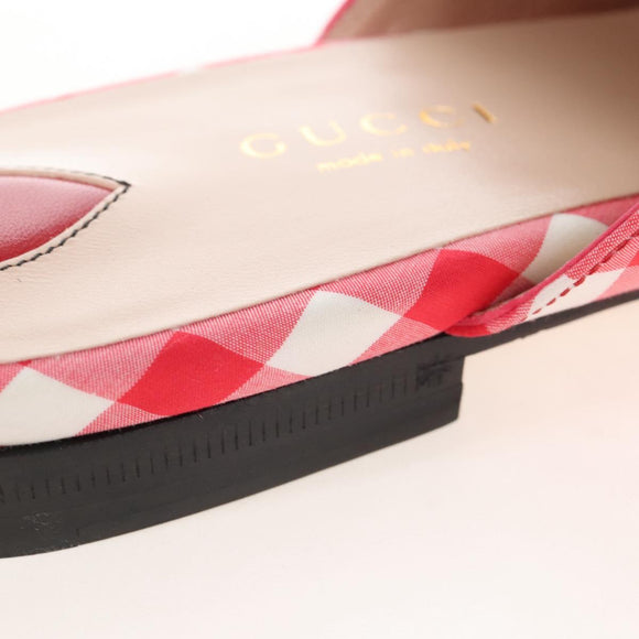 GUCCI Horsebit Mules Nylon Size 36 1/2 Red Gold Auth 211723M