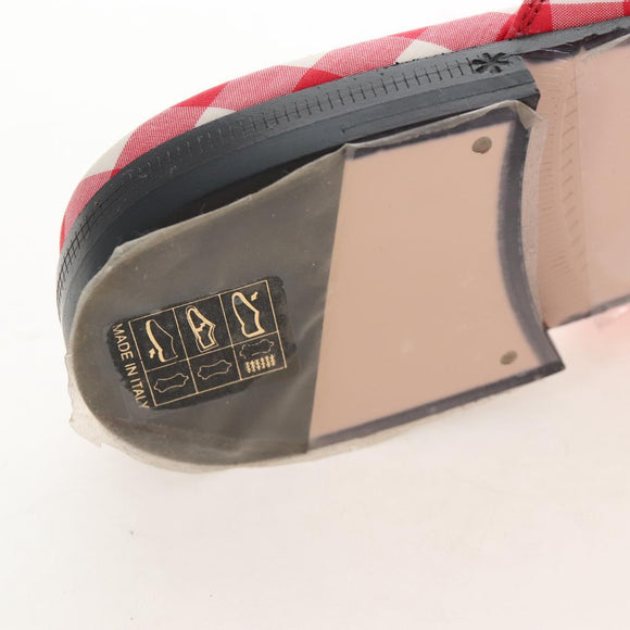 GUCCI Horsebit Mules Nylon Size 36 1/2 Red Gold Auth 211723M