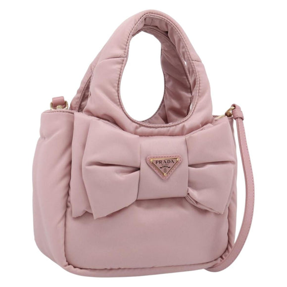 PRADA Hand Bag Nylon 2way Pink Gold Auth 211724SAM