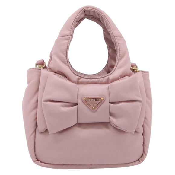 PRADA Hand Bag Nylon 2way Pink Gold Auth 211724SAM