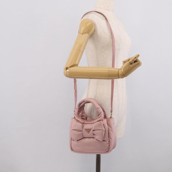 PRADA Hand Bag Nylon 2way Pink Gold Auth 211724SAM